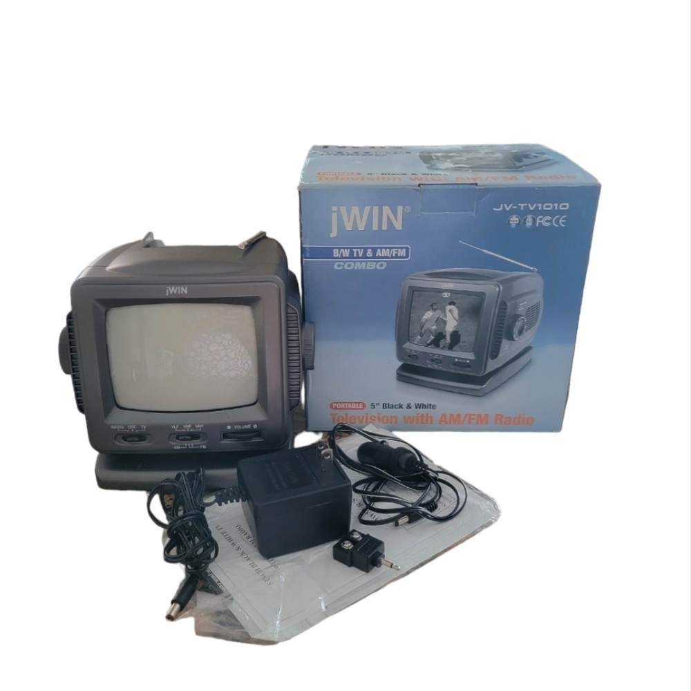 JWIN B/W portable 5" TV am/fm combo .